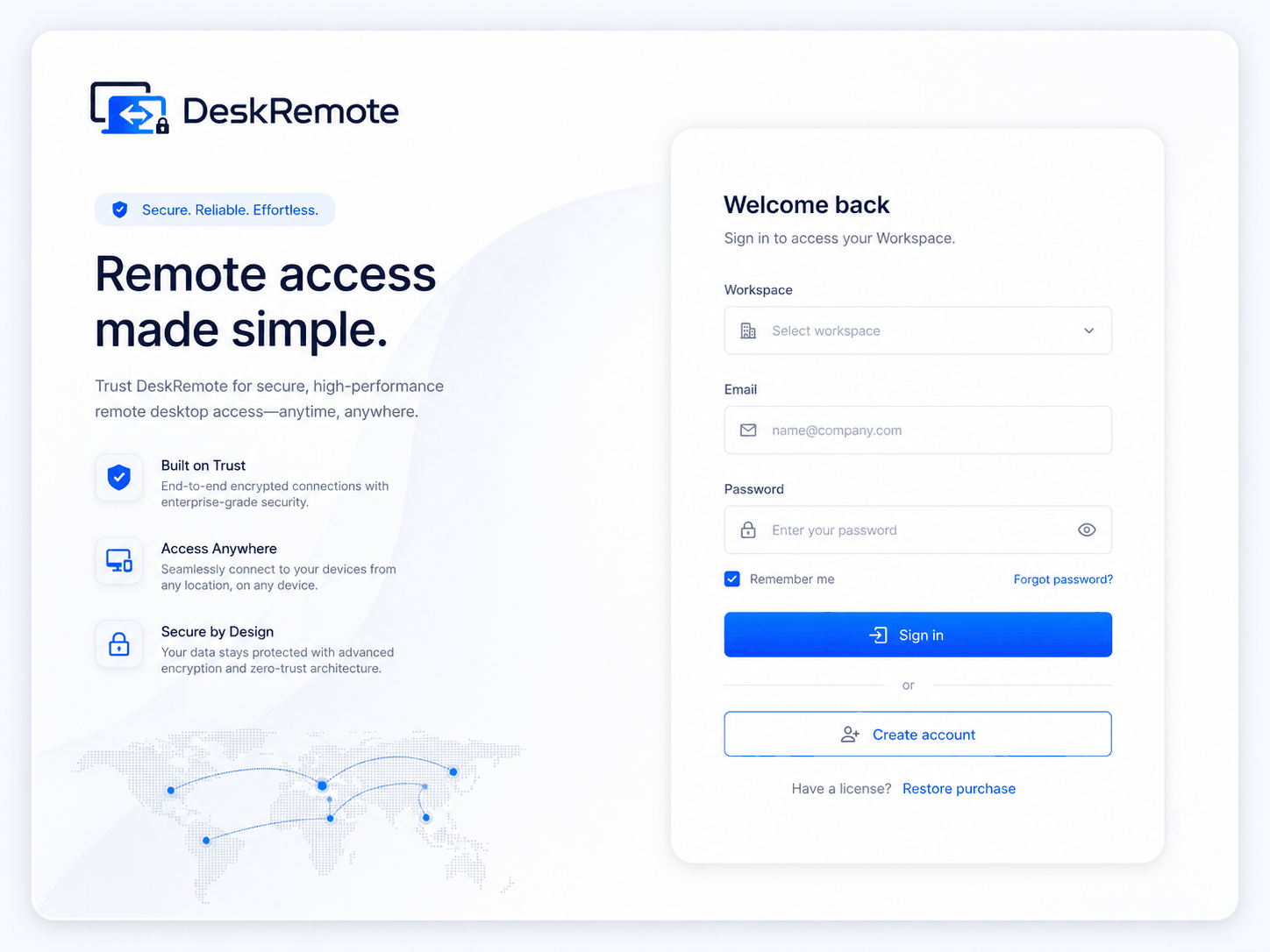 DeskRemote sign-in